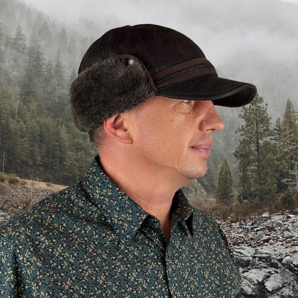 Real Shearling Sheepskin Leather Trapper Hat | Aviator Hat |Ushanka